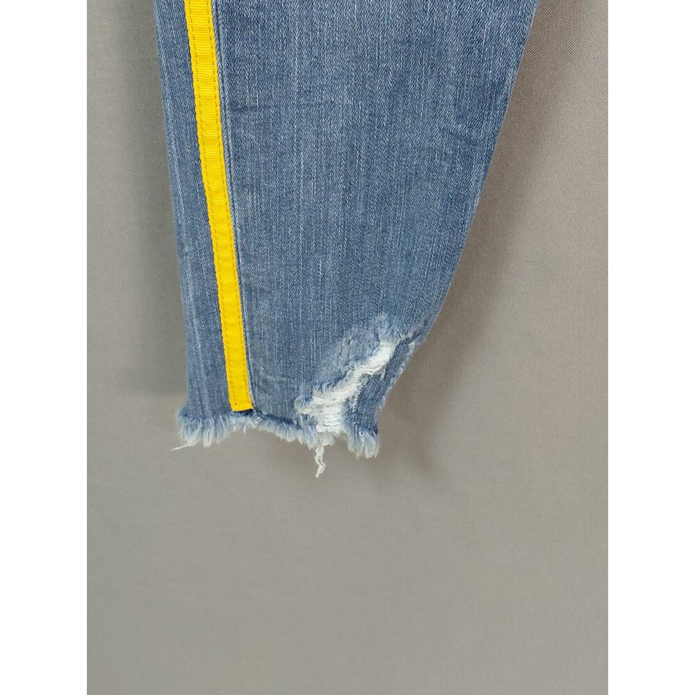 Express Ankle Legging Mid Rise Yellow Stripe Blue Jeans Women Size 4R - Picture 12 of 16